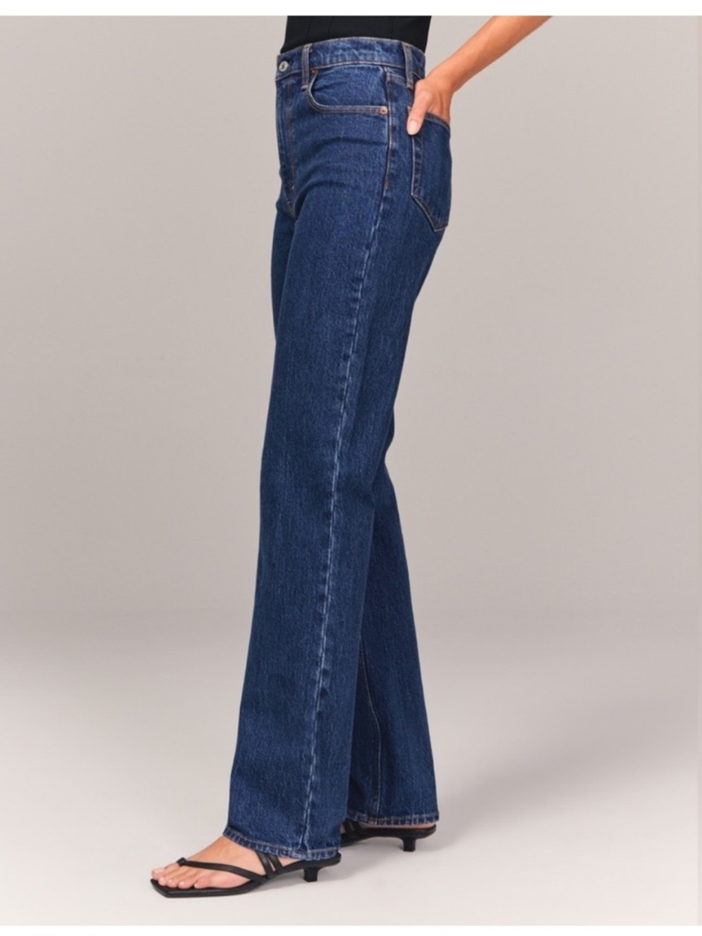 Abercrombie & Fitch High Rise 90s Straight Jean Dark Wash Curve Love 30 Long - Picture 3 of 8